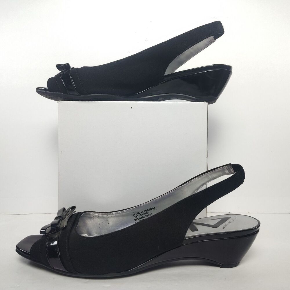 Anne Klein Sport Women's 9.5M Black Slingback Wedges